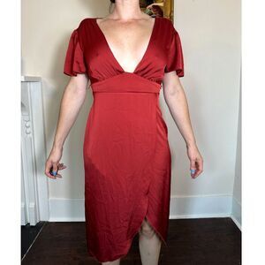 Gorgeous Silky Express Red Midi Dress Size 4